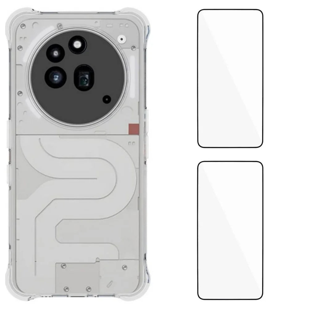 WANLONFENG For Nothing Phone (3a) Pro TPU Case  WL2 Series 2.0mm Phone Cover with 2Pcs Tempered Glass Films - Transparent - 1