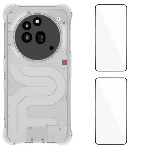 WANLONFENG For Nothing Phone (3a) Pro TPU Case  WL2 Series 2.0mm Phone Cover with 2Pcs Tempered Glass Films - Transparent - 1