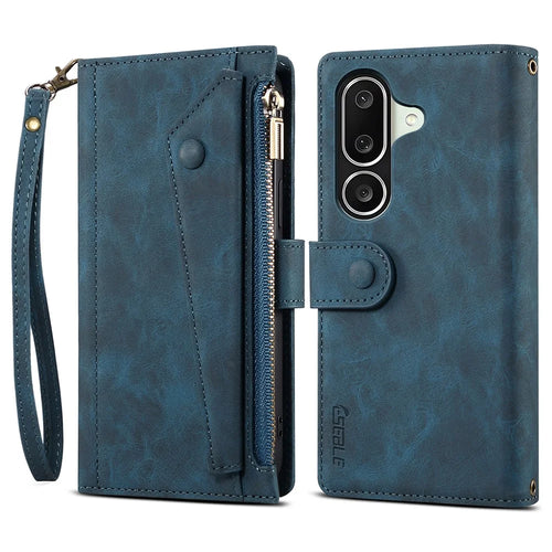 ESEBLE Star Series For Samsung Galaxy M56 5G Case Zipper Wallet Leather Stand Phone Cover with Wrist Strap - Blue - 1