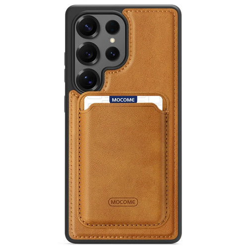 For Samsung Galaxy S25 Ultra Magnetic Case with Detachable Card Holder TPU + PU Leather Phone Back Cover - Brown - 1