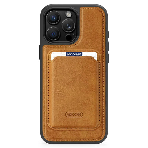 For iPhone 16 Pro Max Magnetic Case with Detachable Card Holder TPU + PU Leather Phone Back Cover - Brown - 1