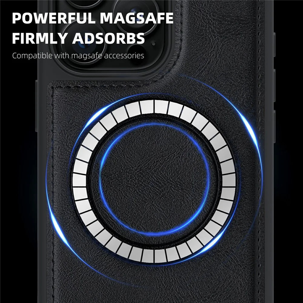 For iPhone 16 Pro Magnetic Case with Detachable Card Holder TPU + PU Leather Phone Back Cover - Brown - 5