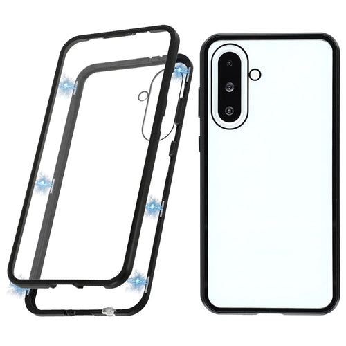 For Samsung Galaxy A56 5G Full Body Case Magnetic Tempered Glass Double-Sided Phone Case - Black - 1