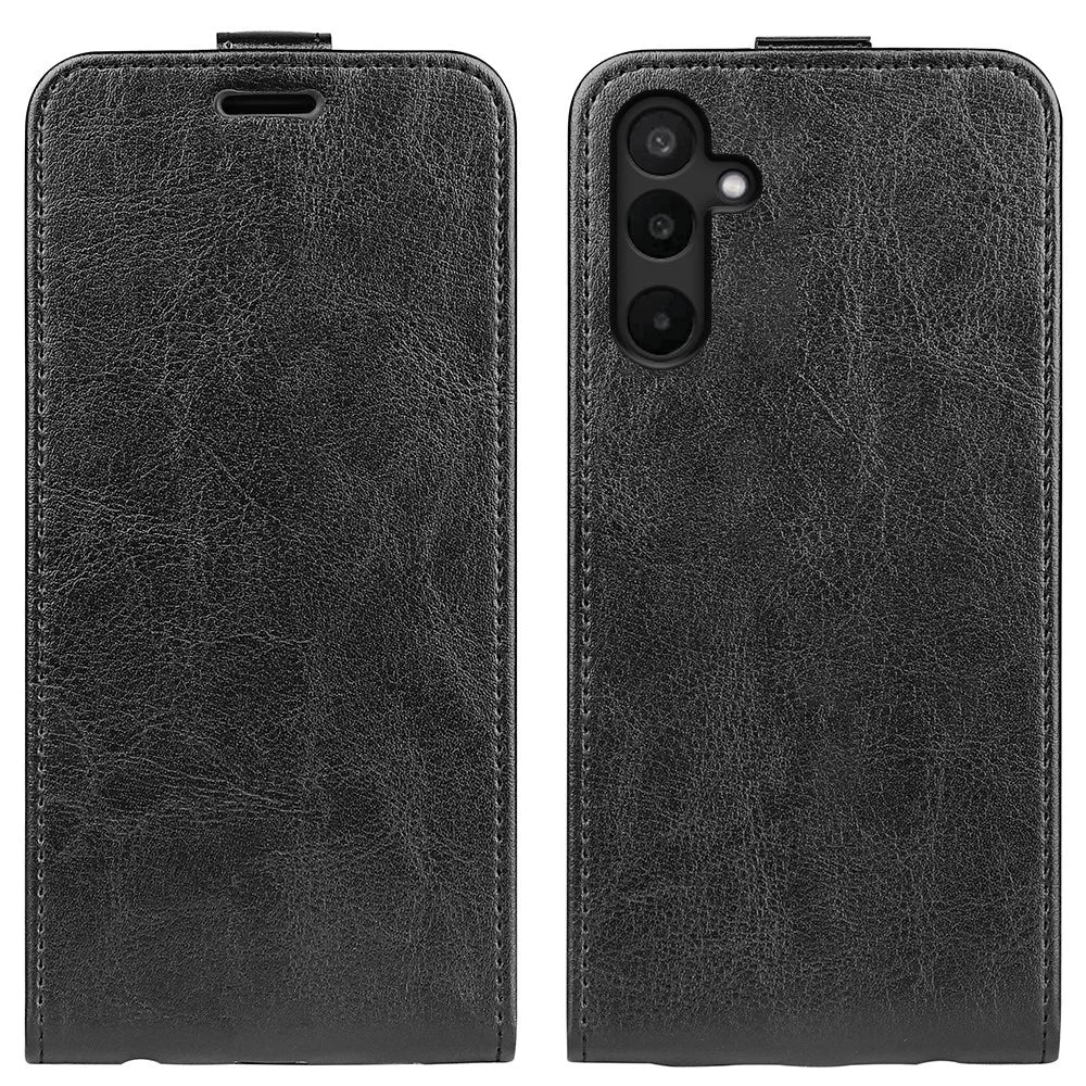 For Samsung Galaxy M16 5G Case with Card Slots Vertical Flip Leather Phone Cover - Black - 1