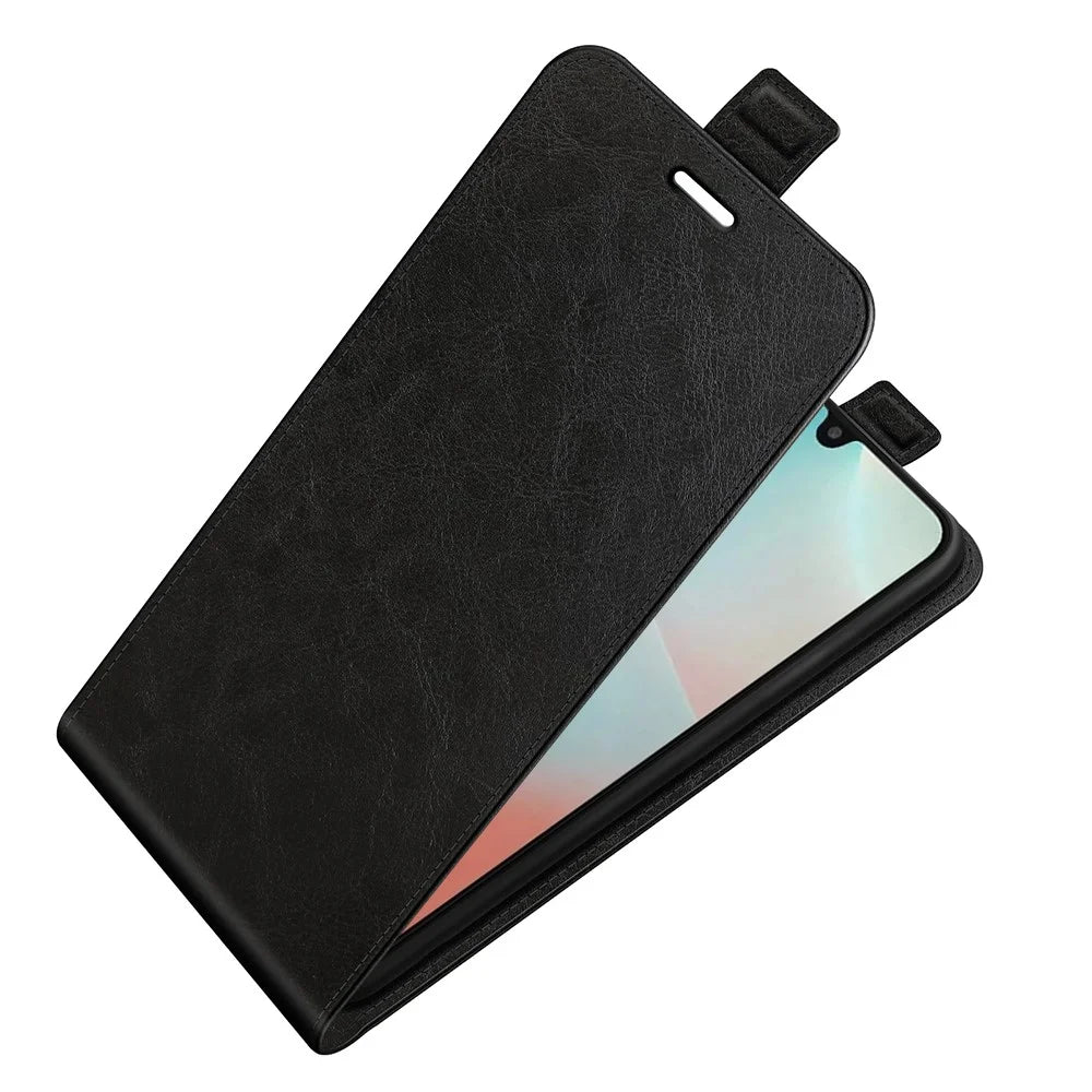 For Samsung Galaxy M16 5G Case with Card Slots Vertical Flip Leather Phone Cover - Black - 4
