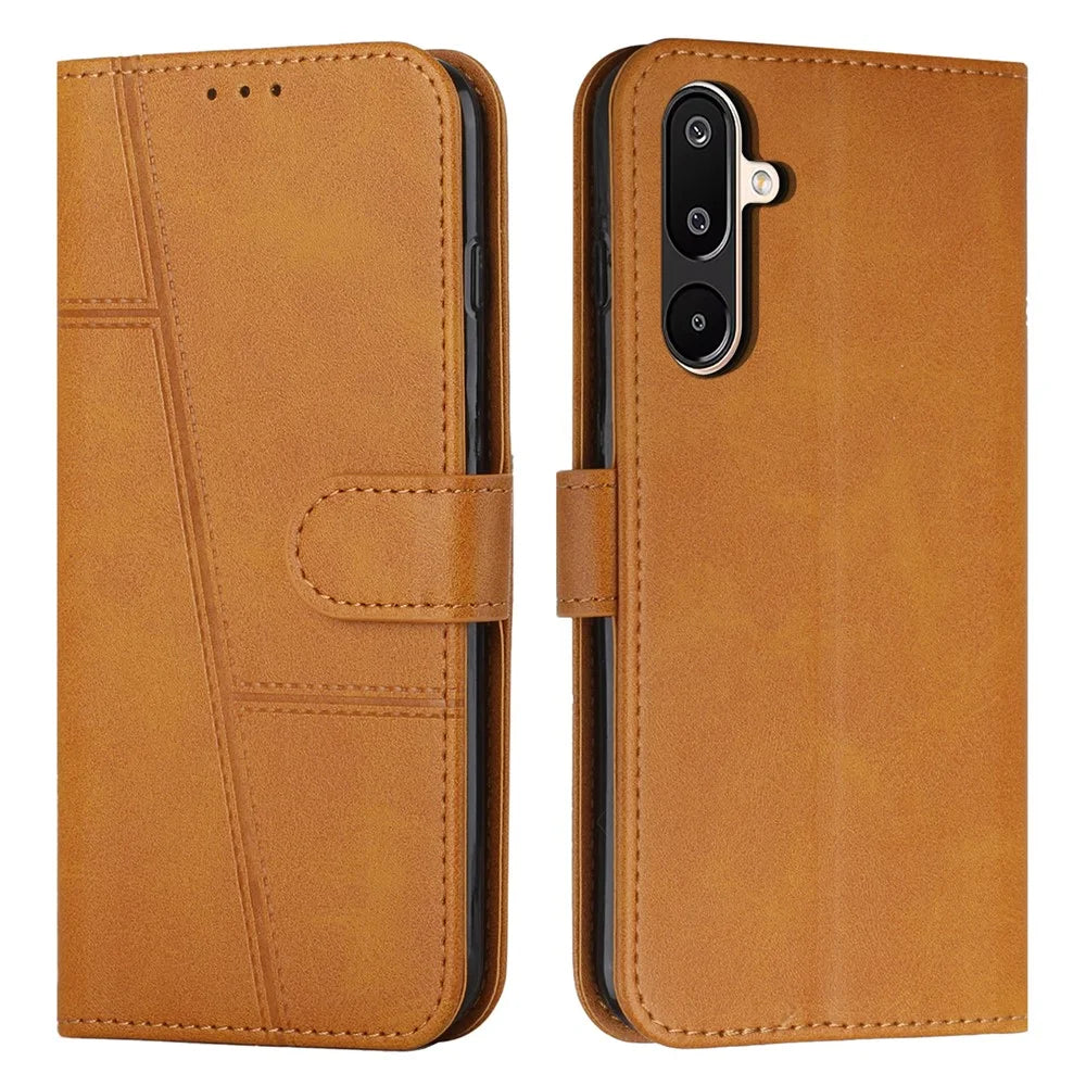 For Samsung Galaxy F16 5G / M16 5G Case Leather Stand Protective Phone Cover - Yellow - 1