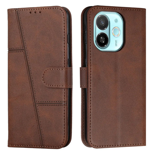 For TECNO Spark 30C 5G / Pop 9 5G Case Leather Stand Protective Phone Cover - Brown - 1