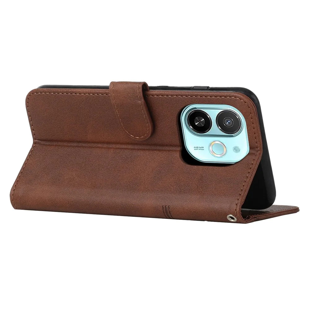 For TECNO Spark 30C 5G / Pop 9 5G Case Leather Stand Protective Phone Cover - Brown - 3