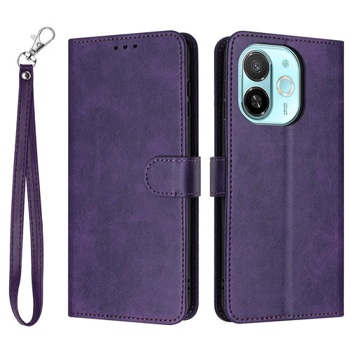 Leather Case for TECNO Spark 30C 5G / Pop 9 5G Stand Wallet Phone Cover Calf Texture - Purple - 1