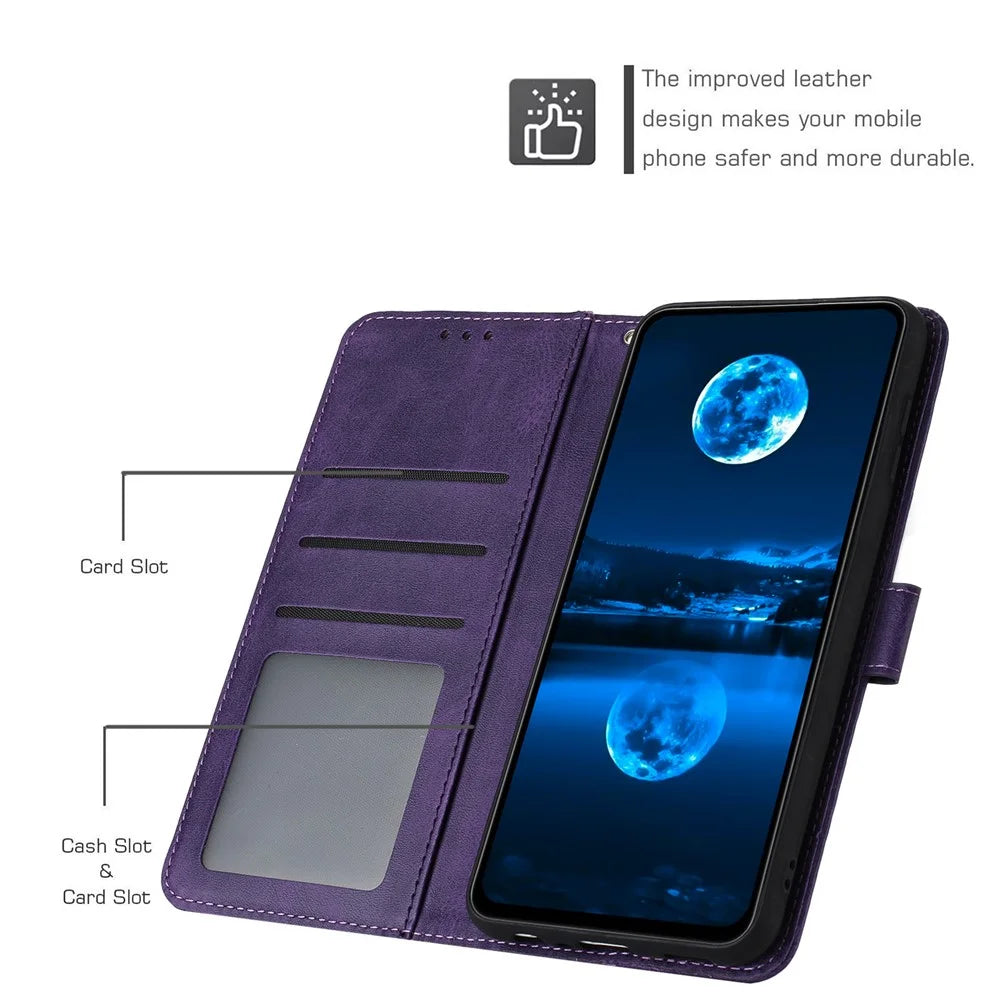Leather Case for TECNO Spark 30C 5G / Pop 9 5G Stand Wallet Phone Cover Calf Texture - Purple - 2