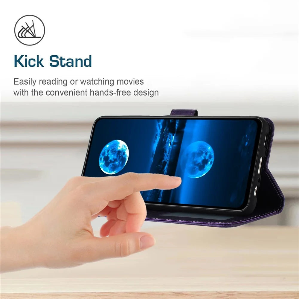 Leather Case for TECNO Spark 30C 5G / Pop 9 5G Stand Wallet Phone Cover Calf Texture - Purple - 3
