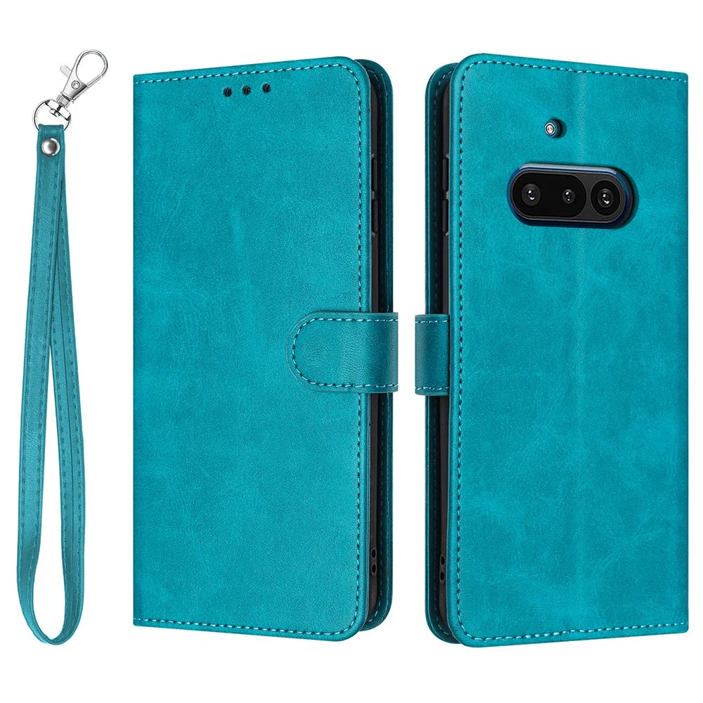 Leather Case for Nothing Phone (3a) Stand Wallet Phone Cover Calf Texture - Green - 1