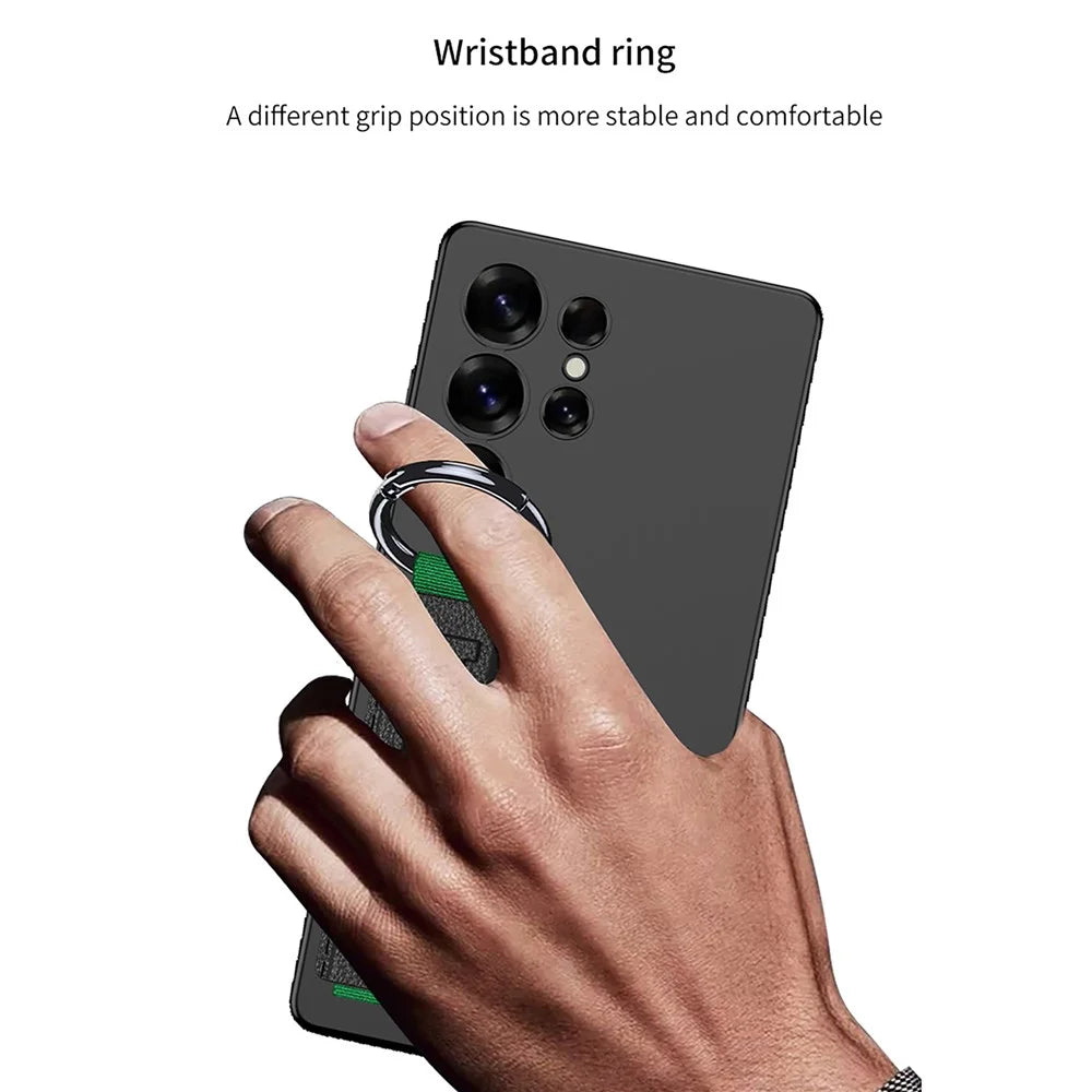 GKK For Samsung Galaxy S25 Ultra Case with Silicone Hand Band Hard PC Phone Back Cover - Black - 3