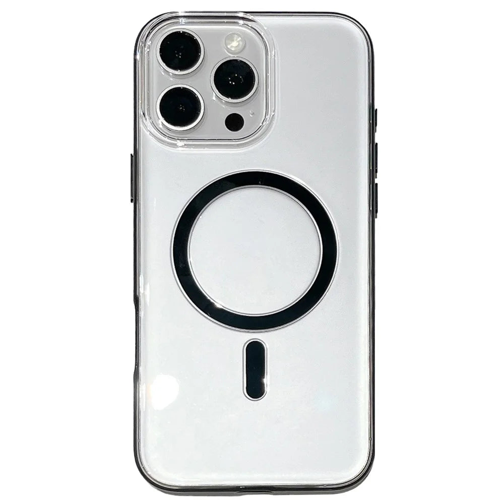For iPhone 16 Pro Max Case Compatible with MagSafe PC + TPU Clear Phone Cover - Black - 1