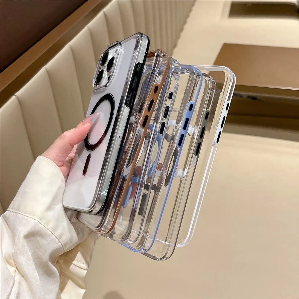 For iPhone 16 Pro Max Case Compatible with MagSafe PC + TPU Clear Phone Cover - Black - 6