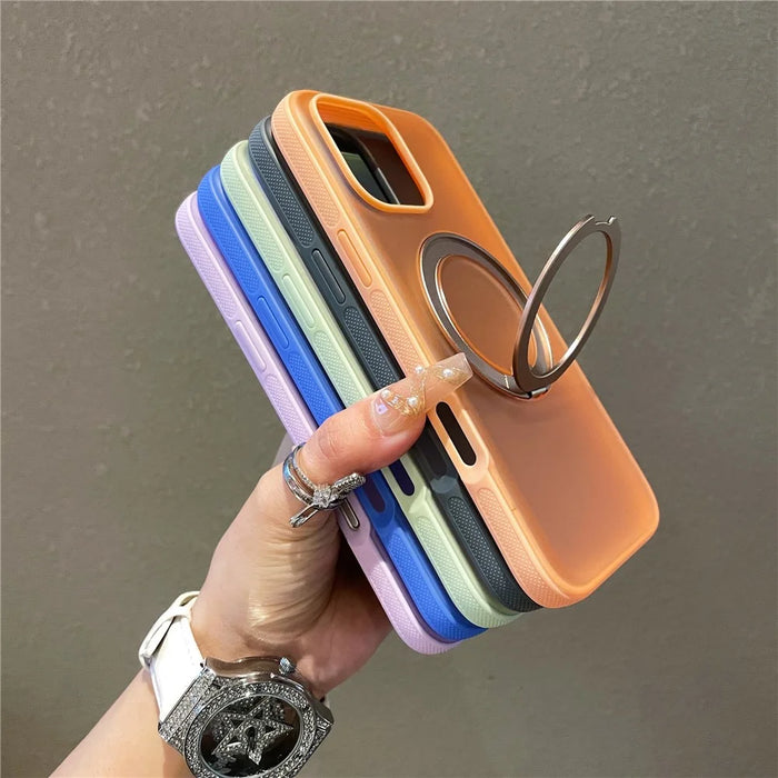 For iPhone 16 Pro Max Magnetic Case PC + TPU Kickstand Phone Back Cover - Black - 6