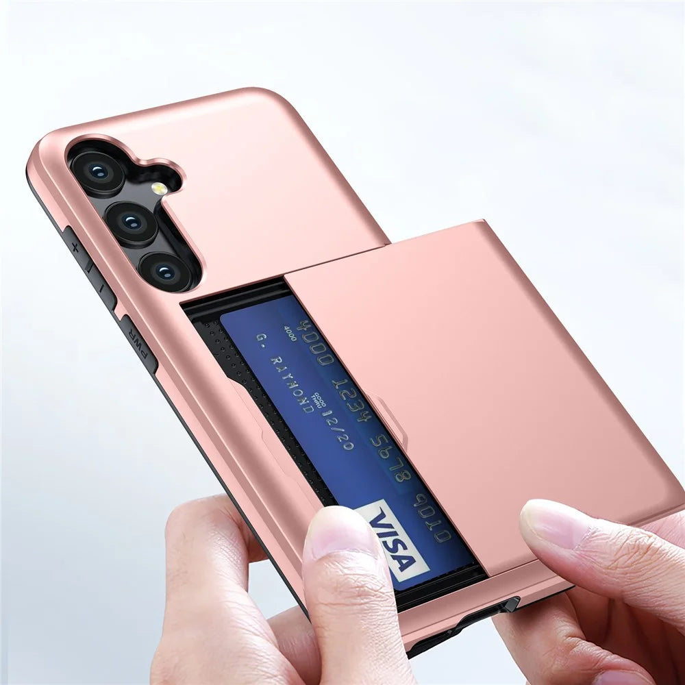 For Samsung Galaxy A16 5G  /  4G Case with Card Holder TPU + PC Phone Back Cover - Rose Gold - 3