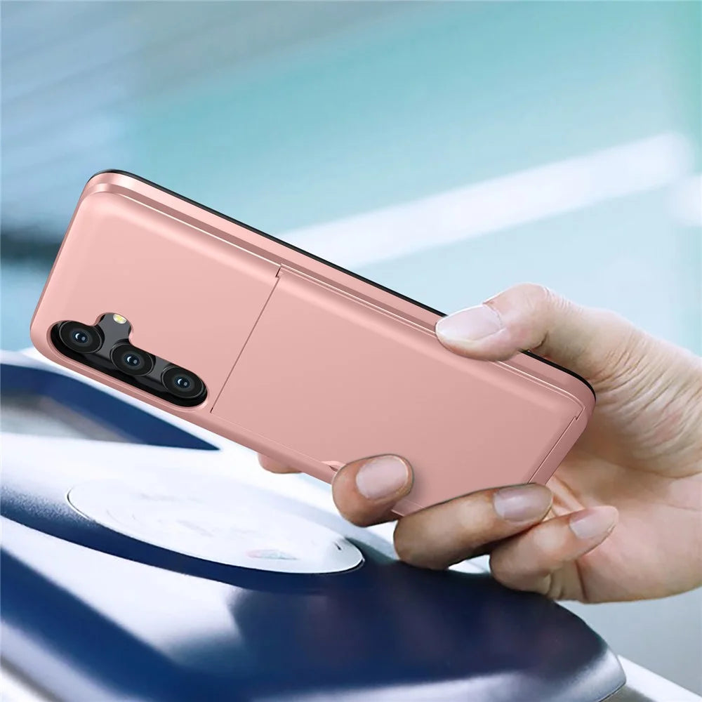 For Samsung Galaxy A16 5G  /  4G Case with Card Holder TPU + PC Phone Back Cover - Rose Gold - 4