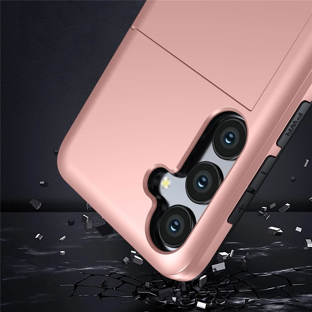 For Samsung Galaxy A16 5G  /  4G Case with Card Holder TPU + PC Phone Back Cover - Rose Gold - 6