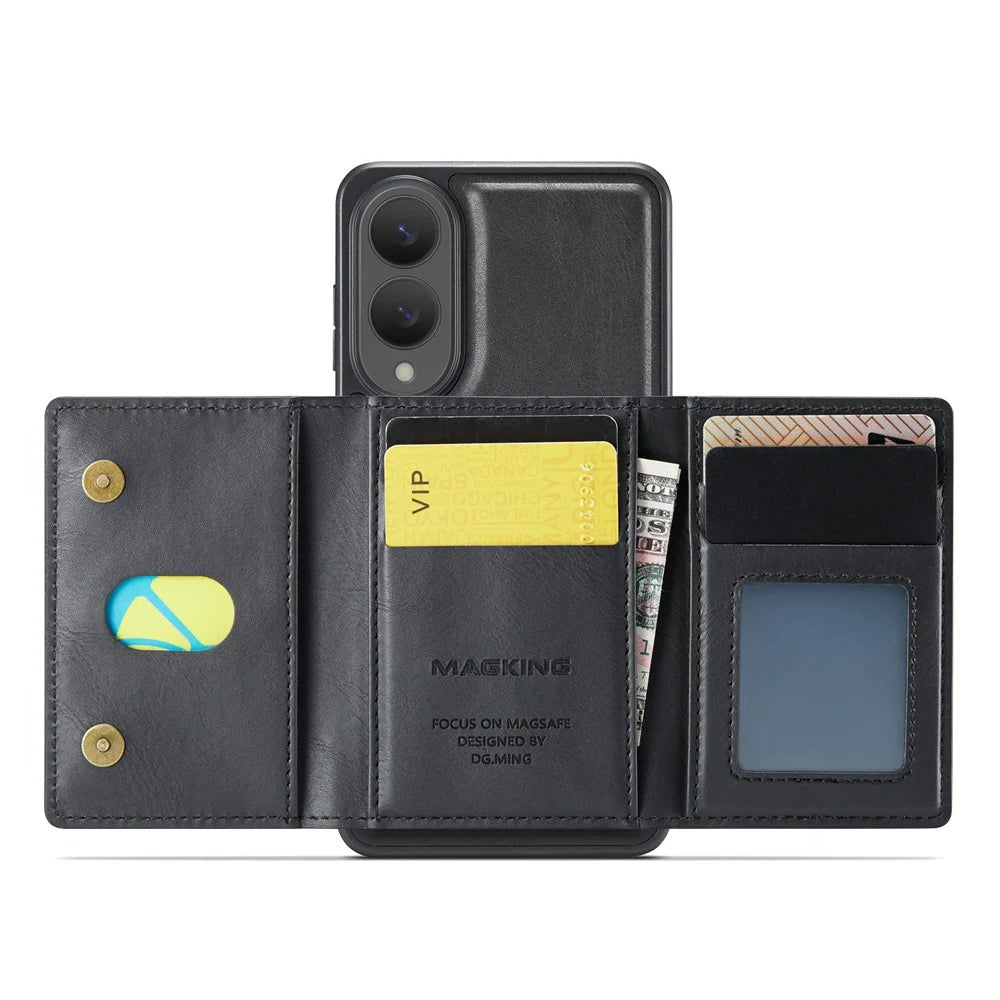 MAGKING K2 Series For Samsung Galaxy S25 Edge Magnetic Case PC + TPU + PU Phone Cover - Black - 2