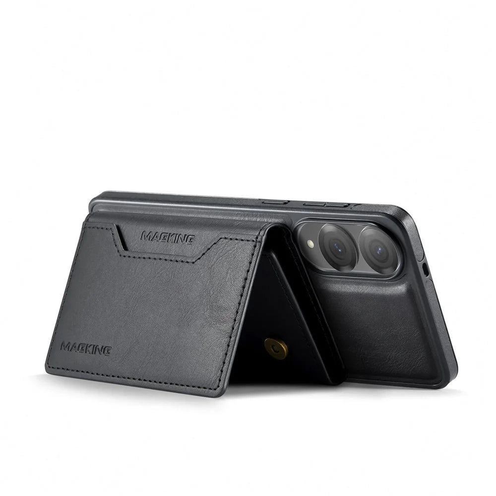 MAGKING K2 Series For Samsung Galaxy S25 Edge Magnetic Case PC + TPU + PU Phone Cover - Black - 3