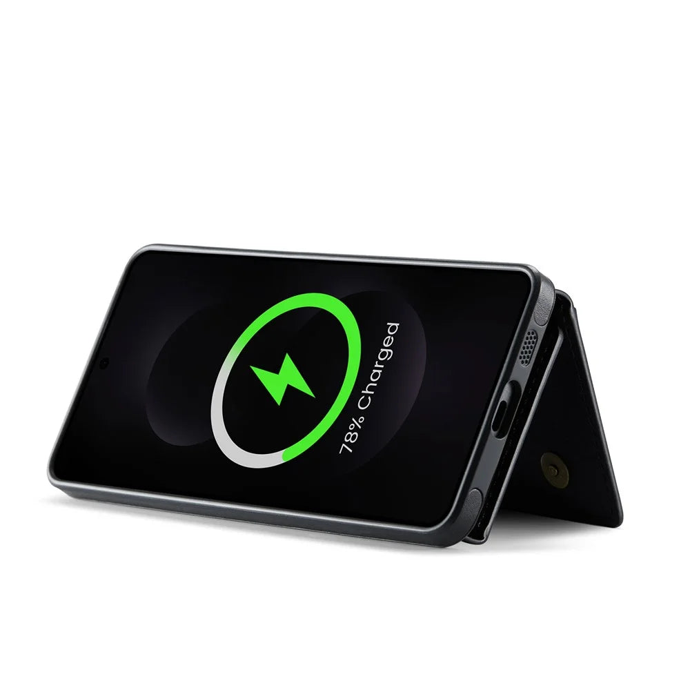 MAGKING K2 Series For Samsung Galaxy S25 Edge Magnetic Case PC + TPU + PU Phone Cover - Black - 4