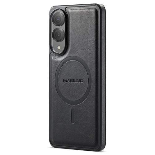 MAGKING K1 Series For Samsung Galaxy S25 Edge Magnetic Case PC + TPU + PU Leather Phone Cover - Black - 1