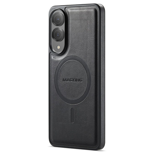 MAGKING K1 Series For Samsung Galaxy S25 Edge Magnetic Case PC + TPU + PU Leather Phone Cover - Black - 1