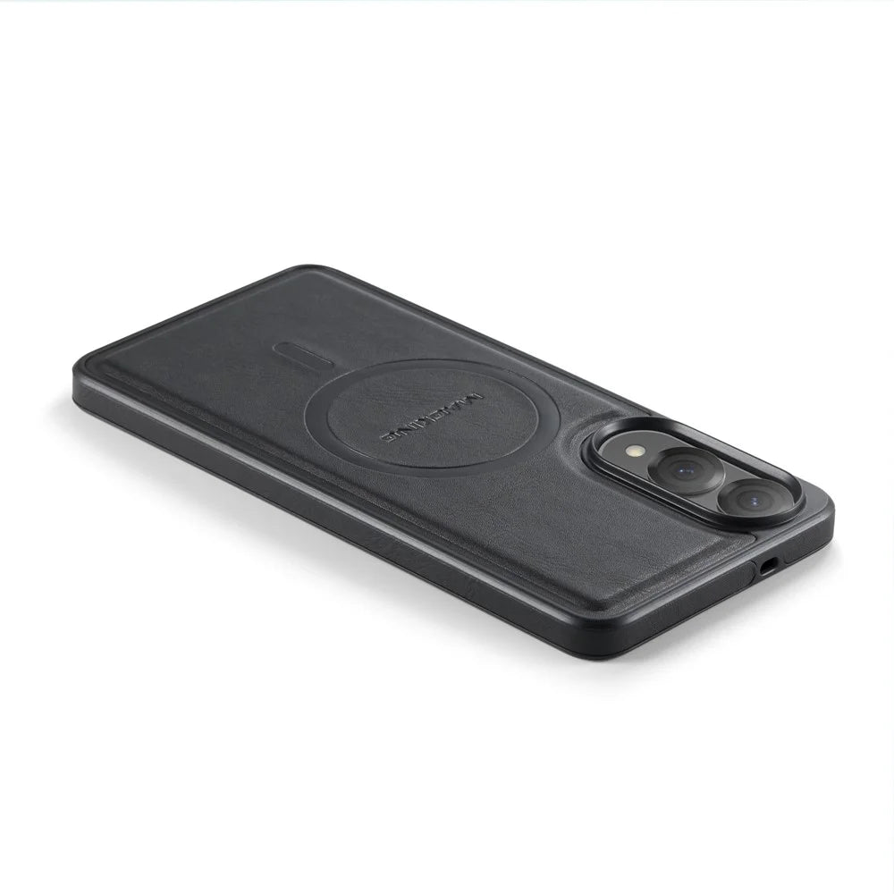 MAGKING K1 Series For Samsung Galaxy S25 Edge Magnetic Case PC + TPU + PU Leather Phone Cover - Black - 3