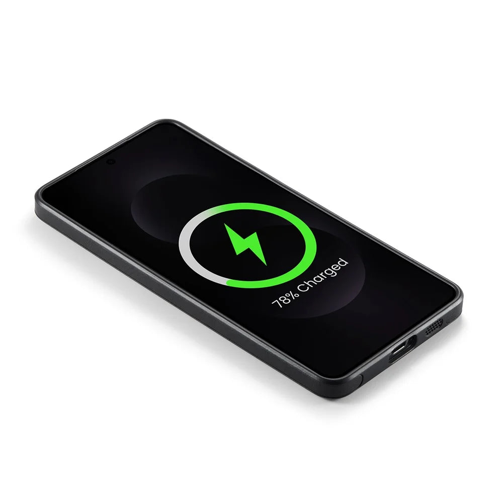 MAGKING K1 Series For Samsung Galaxy S25 Edge Magnetic Case PC + TPU + PU Leather Phone Cover - Black - 4
