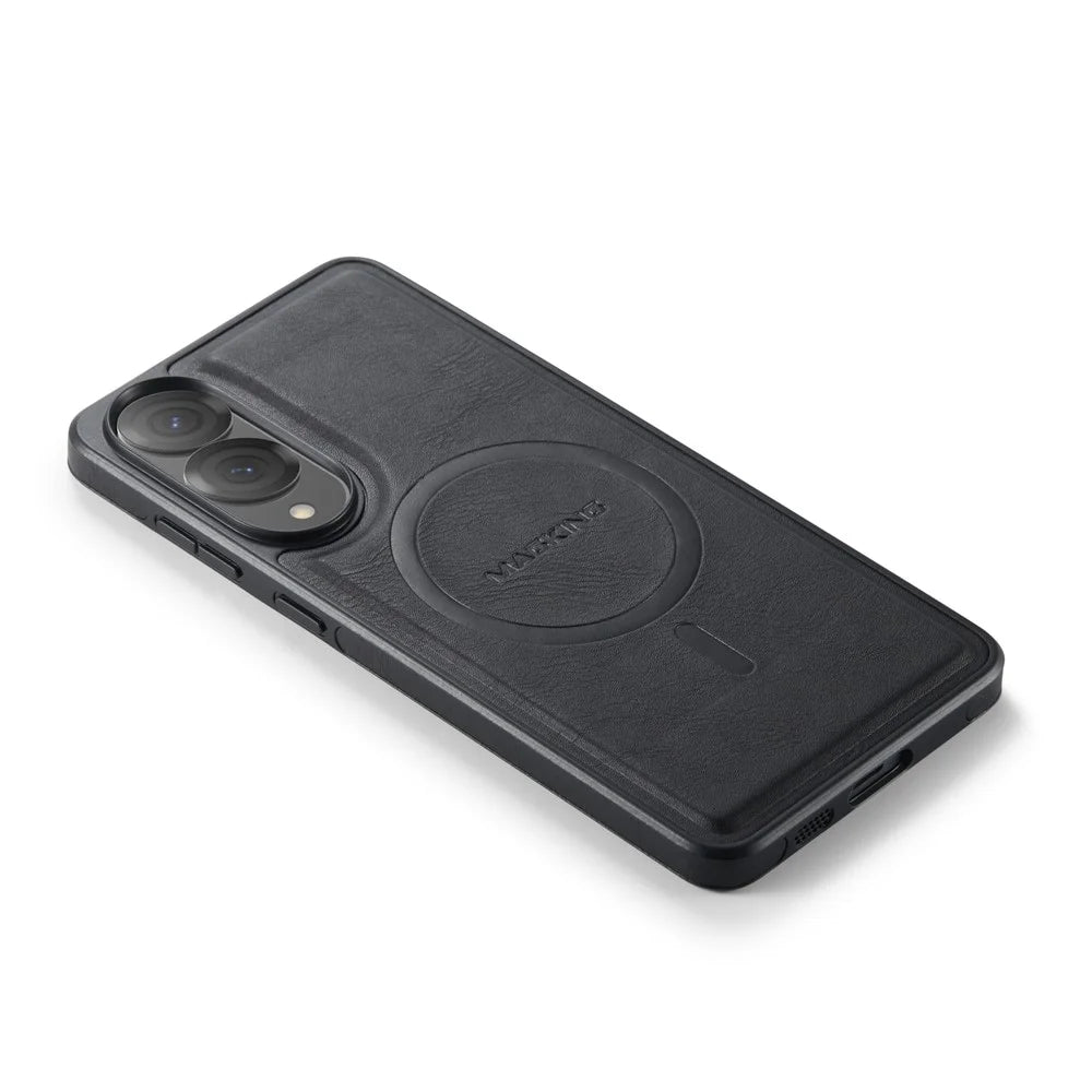 MAGKING K1 Series For Samsung Galaxy S25 Edge Magnetic Case PC + TPU + PU Leather Phone Cover - Black - 5