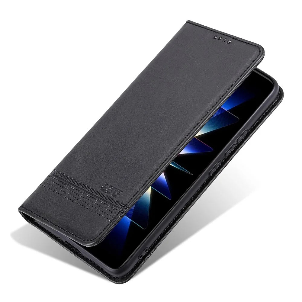 AZNS For vivo X200s 5G Case Cowhide Texture PU Leather Wallet Phone Cover - Black - 5