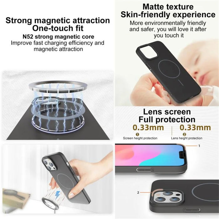 For iPhone 14 Pro Case Compatible with MagSafe Slim PC Phone Back Cover - Black - 5