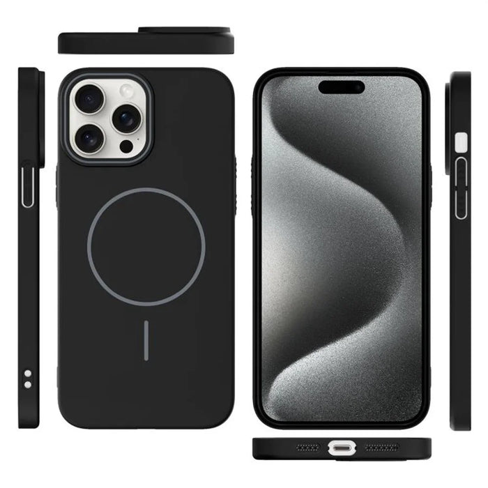 For iPhone 15 Pro Case Compatible with MagSafe Slim PC Phone Back Cover - Black - 2