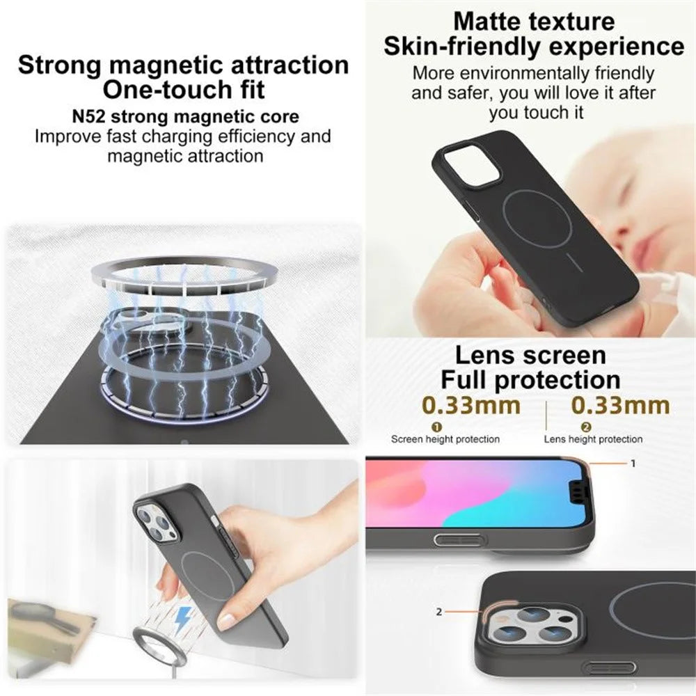 For iPhone 16 Pro Case Compatible with MagSafe Slim PC Phone Back Cover - Black - 5