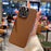 For iPhone 15 Pro Case Electroplating Edge Litchi Texture Leather + PC Phone Cover - Dark Coffee - 4