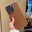 For iPhone 16 Pro Case Electroplating Edge Litchi Texture Leather + PC Phone Cover - Dark Coffee - 3