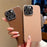 For iPhone 16 Pro Case Electroplating Edge Litchi Texture Leather + PC Phone Cover - Dark Coffee - 5