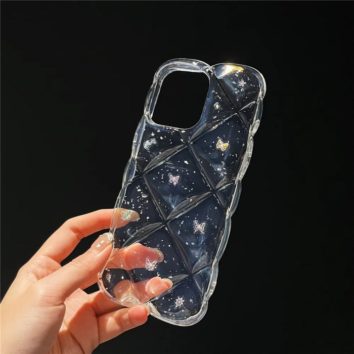 For iPhone 14 Pro Max Case Creative Rhombus Butterfly Aesthetic TPU Phone Cover - 2