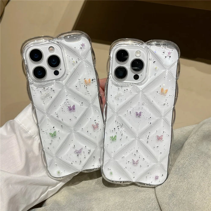 For iPhone 14 Pro Max Case Creative Rhombus Butterfly Aesthetic TPU Phone Cover - 7