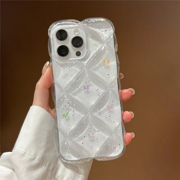 For iPhone 15 Pro Max Case Creative Rhombus Butterfly Aesthetic TPU Phone Cover - 3