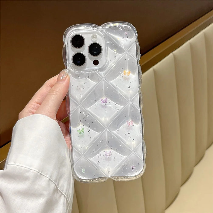 For iPhone 15 Pro Max Case Creative Rhombus Butterfly Aesthetic TPU Phone Cover - 5