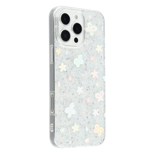 For iPhone 16 Pro Max Case Shiny IMD TPU + Acrylic Phone Cover Large Camera Cutout - Painted Butterflies - 1