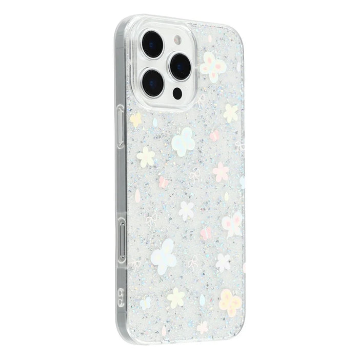 For iPhone 16 Pro Case Shiny IMD TPU + Acrylic Phone Cover Large Camera Cutout - Painted Butterflies - 1