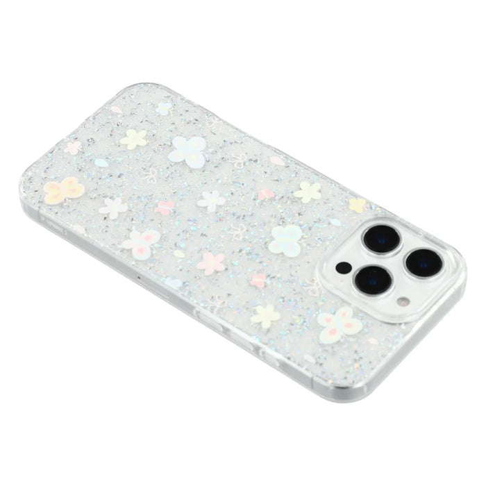 For iPhone 16 Pro Case Shiny IMD TPU + Acrylic Phone Cover Large Camera Cutout - Painted Butterflies - 6