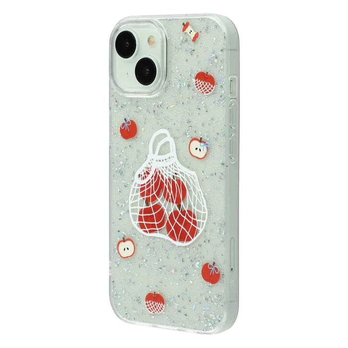 For iPhone 13 Case Shiny IMD TPU + Acrylic Phone Cover Large Camera Cutout - Painted Apples - 4