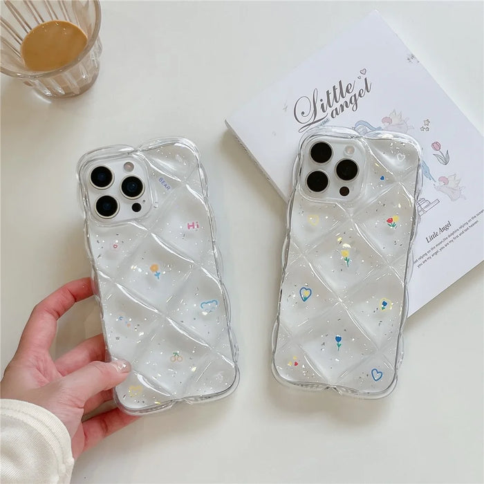 For iPhone 14 Pro Case Creative Rhombus Floral Pattern TPU Phone Cover - Style A - 5