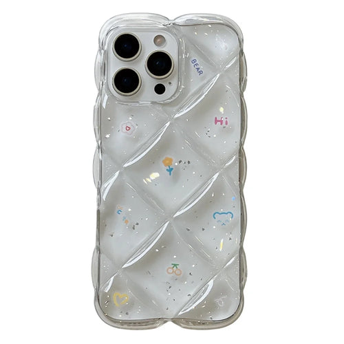 For iPhone 16 Pro Max Case Creative Rhombus Floral Pattern TPU Phone Cover - Style A - 1