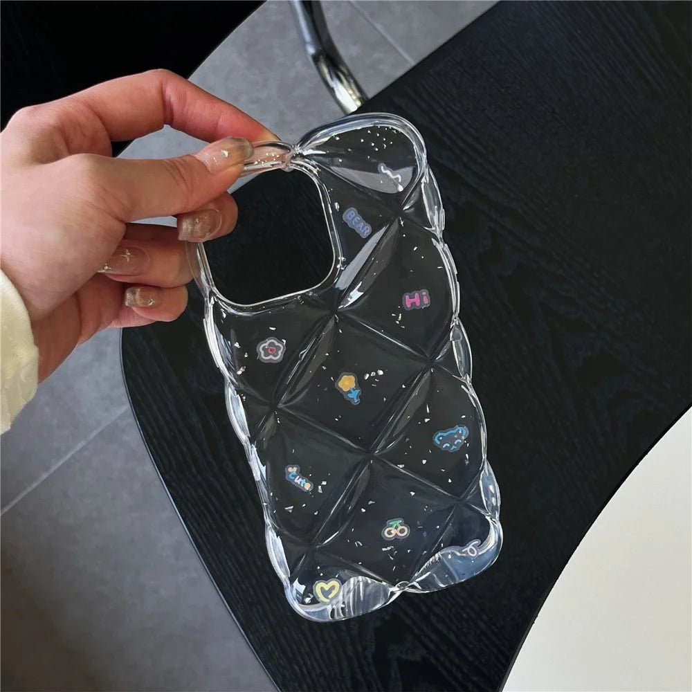 For iPhone 16 Pro Max Case Creative Rhombus Floral Pattern TPU Phone Cover - Style A - 2