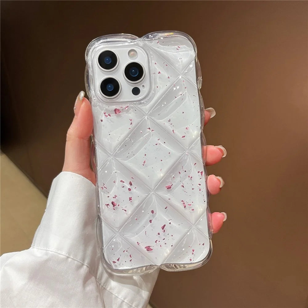 For iPhone 14 Pro Case Creative Rhombus Sequins Decor TPU Phone Cover - Rose - 3